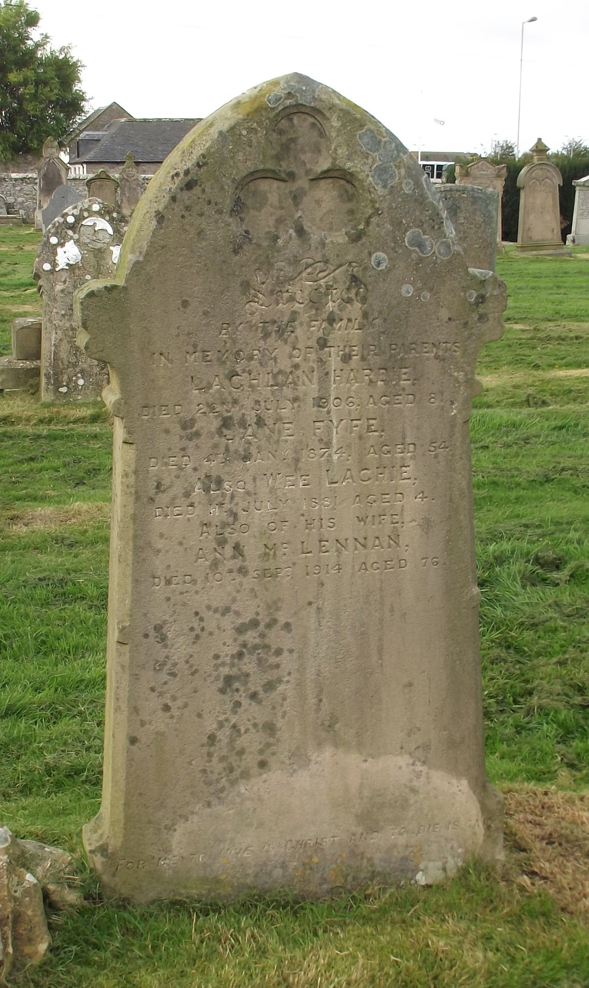 Photo of headstones/Ann McLennan (Hardie) died 1914 MI Kennedar Graveyard Lossiemouth